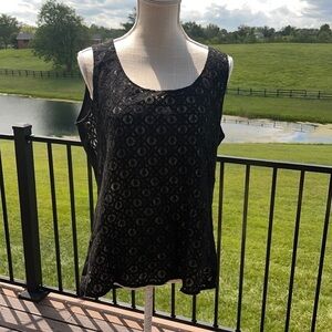 LOFT Black Lace Tank Top Blouse Size Large Shirt